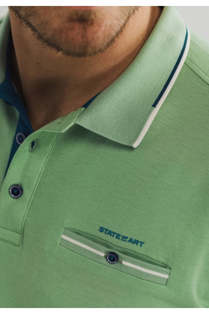 PIQUE POLO MET BORSTZAK 46115471 3600 Bladgroen uni 